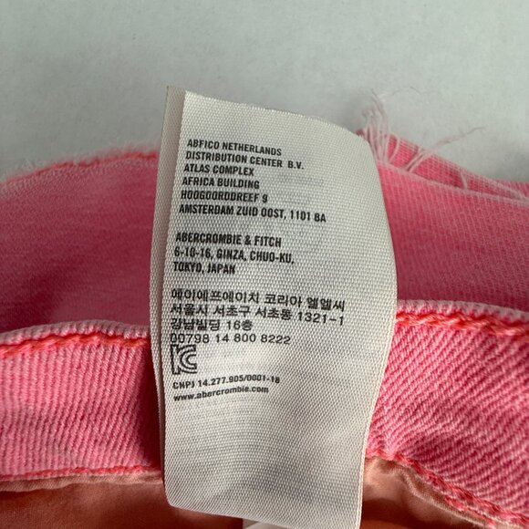 Hollister Wmn’s Neon Pink Micro Mini Denim Shorts Distressed Hem Jean | Sz 29x9 - Picture 12 of 17